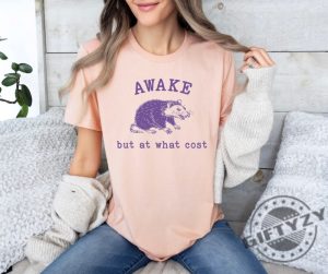 Awake But At What Cost Retro Shirt Funny Opossum Meme Tshirt Sarcastic Sayings Sweatshirt Vintage 90S Gag Hoodie Funny Rat Mental Health Shirt giftyzy 5