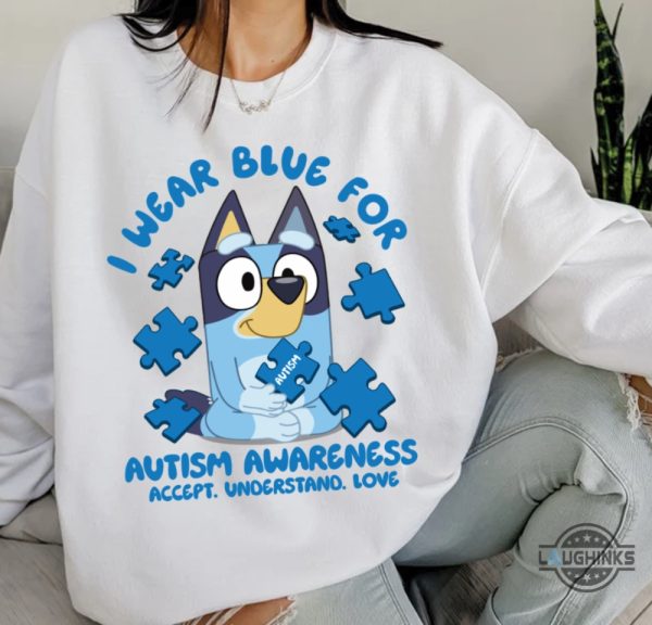 disney autism shirt sweatshirt hoodie i wear blue for autism awareness tee accept understand love bluey autism acceptance month 2024 gift laughinks 3