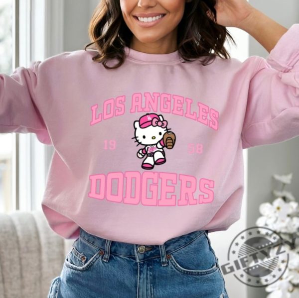 Pink Dodger Kitty Graphic Shirt Blue Dodger Kitty Crewneck Sweatshirt Funny Graphic Tshirt Hk Baseball Hoodie Game Shirt giftyzy 6