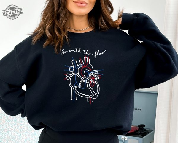 Cvicu Cardiac Nurse Heart Flow Anatomy Shirt Cvicu Nurse Shirt Go With The Flow Cardiology Sonographer Cardiac Nurse Tee Unique revetee 1 1
