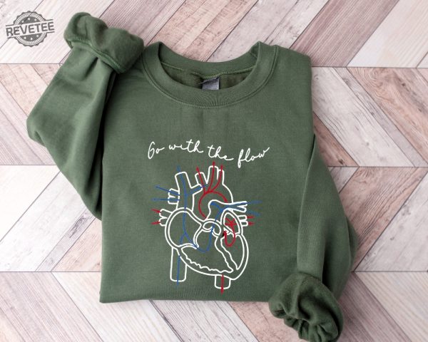 Cvicu Cardiac Nurse Heart Flow Anatomy Shirt Cvicu Nurse Shirt Go With The Flow Cardiology Sonographer Cardiac Nurse Tee Unique revetee 5
