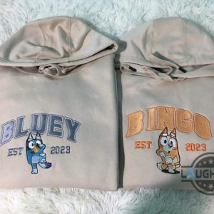 bluey and bingo embroidered sweatshirt tshirt hoodie bluey and bingo est shirts custom year mothers fathers day gift vintage disney couple matching shirts laughinks 1