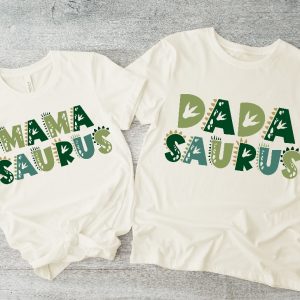 Mamasaurus Dadasaurus Tees Matching Family Dinosaur Birthday Shirts Kids Dino Tee Mom Dad Dino Tees Unique revetee 2