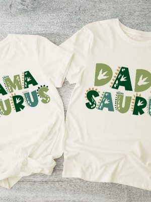 Mamasaurus Dadasaurus Tees Matching Family Dinosaur Birthday Shirts Kids Dino Tee Mom Dad Dino Tees Unique revetee 2