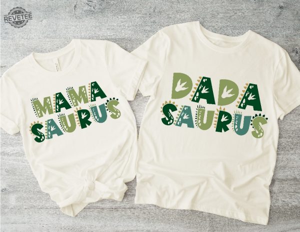 Mamasaurus Dadasaurus Tees Matching Family Dinosaur Birthday Shirts Kids Dino Tee Mom Dad Dino Tees Unique revetee 2