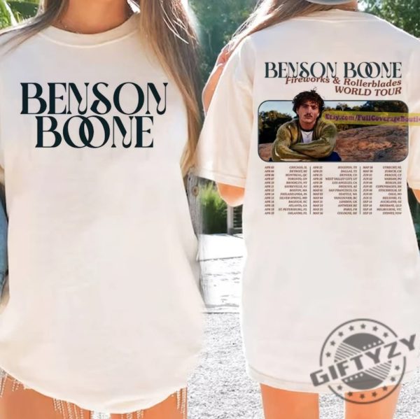Vintage Benson Boone Shirt Fireworks And Rollerblades World Tour 2024 Hoodie Retro Benson Boone Tour Sweatshirt Concert Tshirt Trendy Shirt giftyzy 1