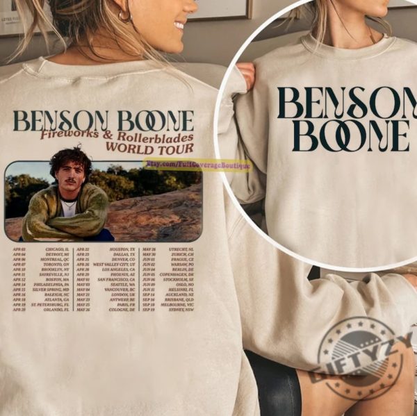 Vintage Benson Boone Shirt Fireworks And Rollerblades World Tour 2024 Hoodie Retro Benson Boone Tour Sweatshirt Concert Tshirt Trendy Shirt giftyzy 2