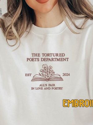 Embroidered Poetry Crewneck Proud Member Of Poet Dept Sweatshirt Love And Poetry Tortured Member Shirt Unique revetee 3