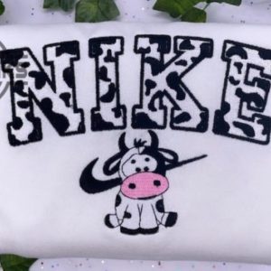nike cow embroidered sweatshirt tshirt hoodie cute highland cow sweatshirt vintage nike crewneck embroidery shirts near me laughinks 1 5