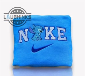 nike embroidered sweatshirt stitch blue tshirt sweater hoodie mens womens vintage nike lilo and stitch embroidery shirts disney stitch tee laughinks 1 4