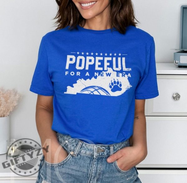 Popeful For A New Era Shirt Kentucky Mark Pope Sweatshirt New Coach Kentucky Basketball Tshirt Go Big Blue Nation Hoodie New Pope Era Shirt giftyzy 1