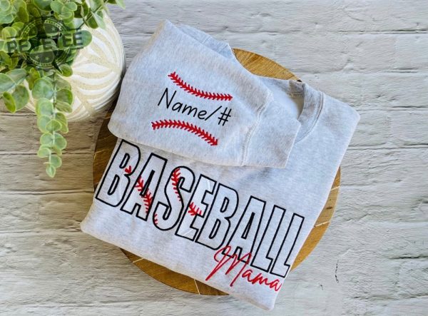 Baseball Mama Sweatshirt Embroidered Mom Sweatshirt Baseball Mom Shirt Personalized Baseball Sweatshirt revetee 1