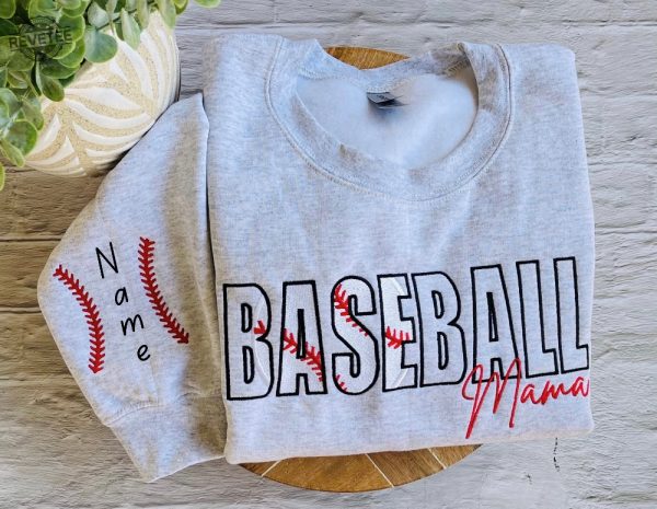 Baseball Mama Sweatshirt Embroidered Mom Sweatshirt Baseball Mom Shirt Personalized Baseball Sweatshirt revetee 2
