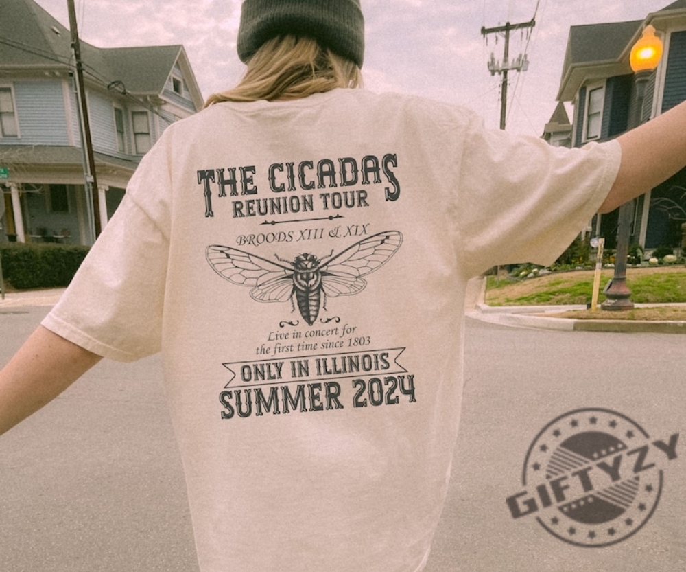 Cicada Concert Tour 2024 Shirt Illinois Cicada Broods Tshirt Insect Bug Hoodie Nature Unisex Graphic Sweatshirt Adult Top Cool Bug Shirt