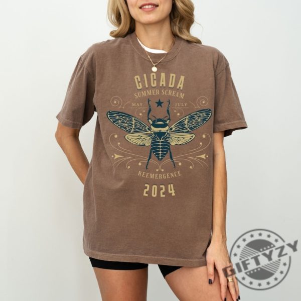 Cicada Brood 2024 Shirt Year Of The Cicada Sweatshirt Summer Swarm Tshirt Insect Lover Gift Dark Cottagecore Live Fast Die Loud Hoodie Cicada Scream Shirt giftyzy 2
