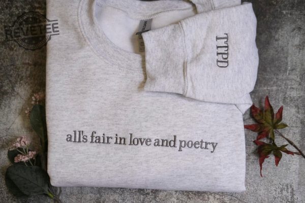 Alls Fair Love And Poetry Embroidered Crewneck Tortured Poet Embroidered Sweatshirt Subtle Music Merch Poet Era Unique revetee 1