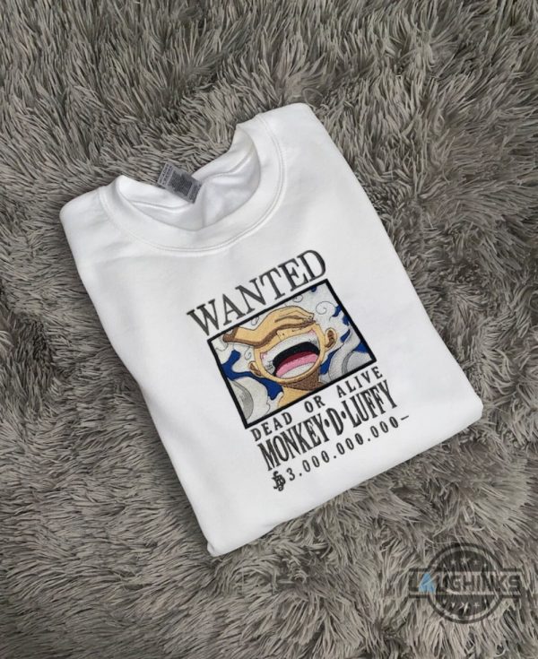 monkey d luffy wanted shirt sweatshirt hoodie embroidered one piece wanted t shirt dead or alive funny gift for anime lovers laughinks 1