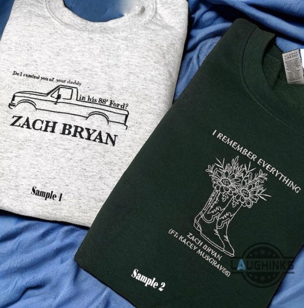 zach bryan embroidered sweatshirt tshirt hoodie in his 88 ford i remember everything embroidery tee vintage the quittin time tour 2024 shirts laughinks 1