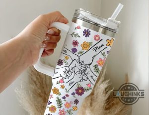 mothers day stanley cup dupe 40 oz kids holding moms hand tumblers custom kids names floral tumbler 40oz mother day gift for mama mum new mom laughinks 1