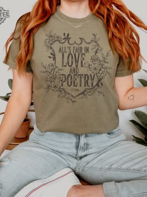 Alls Fair In Love And Poetry Floral Crest Tshirt Graphic Tee The Tortured Poets Department New Album Ttpd Shirt Unique revetee 2