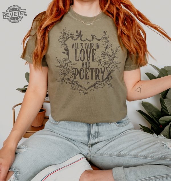 Alls Fair In Love And Poetry Floral Crest Tshirt Graphic Tee The Tortured Poets Department New Album Ttpd Shirt Unique revetee 2