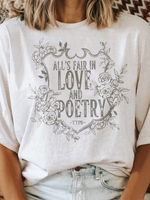 Alls Fair In Love And Poetry Floral Crest Tshirt Graphic Tee The Tortured Poets Department New Album Ttpd Shirt Unique revetee 3