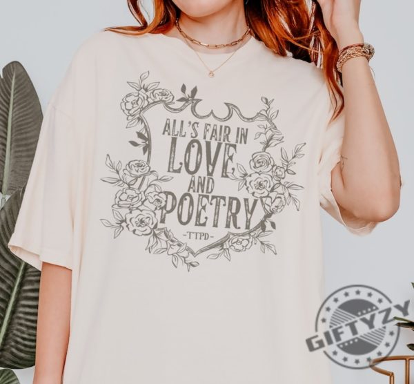 Alls Fair In Love And Poetry Floral Crest Design Unisex Shirt Graphic Shirt The Tortured Poets Department New Album Ttpd Merch giftyzy 3