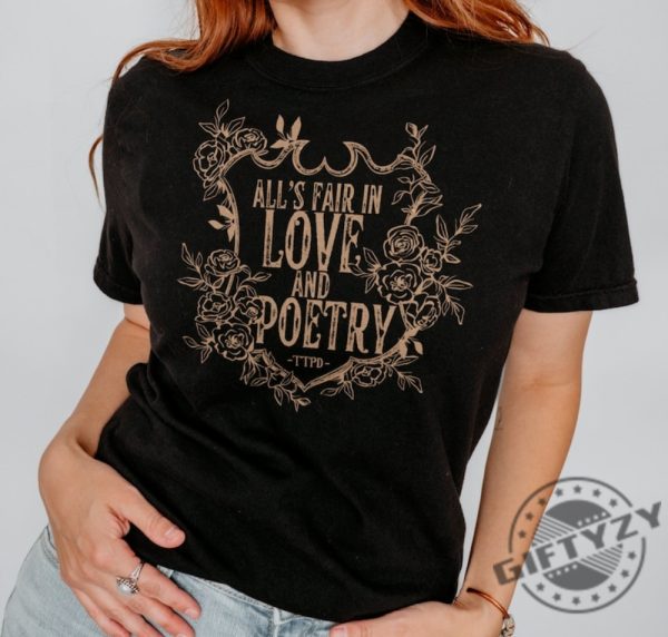 Alls Fair In Love And Poetry Floral Crest Design Unisex Shirt Graphic Shirt The Tortured Poets Department New Album Ttpd Merch giftyzy 4
