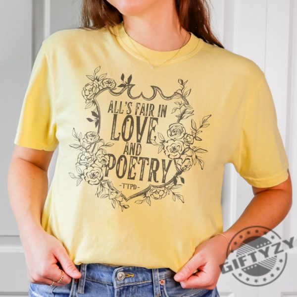 Alls Fair In Love And Poetry Floral Crest Design Unisex Shirt Graphic Shirt The Tortured Poets Department New Album Ttpd Merch giftyzy 7