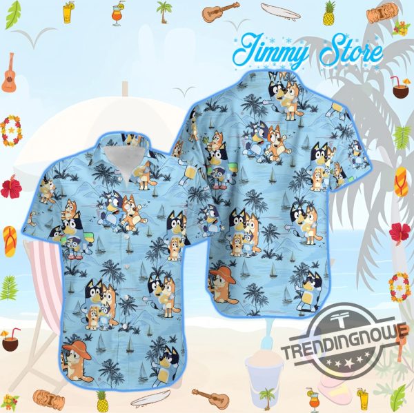 Bluey Hawaiian Shirt Summer Hawaiian Shirt Bluey Button Up Shirt Cartoon Hawaiian T Shirt Gift Bluey Hawaiian Shirt trendingnowe 1