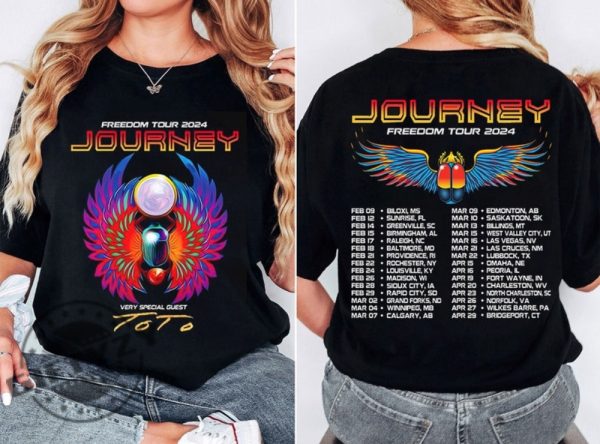 Journey 2024 Tour Freedom Shirt Journey Freedom Tour 2024 Tshirt Journey With Toto 2024 Concert Sweatshirt Toto Concert Hoodie Fans Music Band Gift giftyzy 1