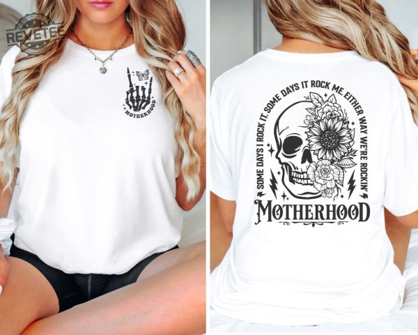 Motherhood Double Sided Shirt Mom T Shirt Motherhood Skull Hand Butterflies Gildan Mother Tee Mom T Shirt Women Unique revetee 1