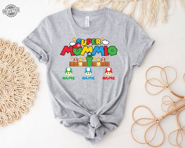 Personalized Super Mommio Shirt Mothers Day Gift Tshirt Gamer Mom Shirt Custom Kids Name Mom Shirt Unique revetee 2