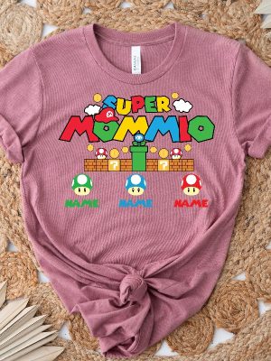 Personalized Super Mommio Shirt Mothers Day Gift Tshirt Gamer Mom Shirt Custom Kids Name Mom Shirt Unique revetee 5