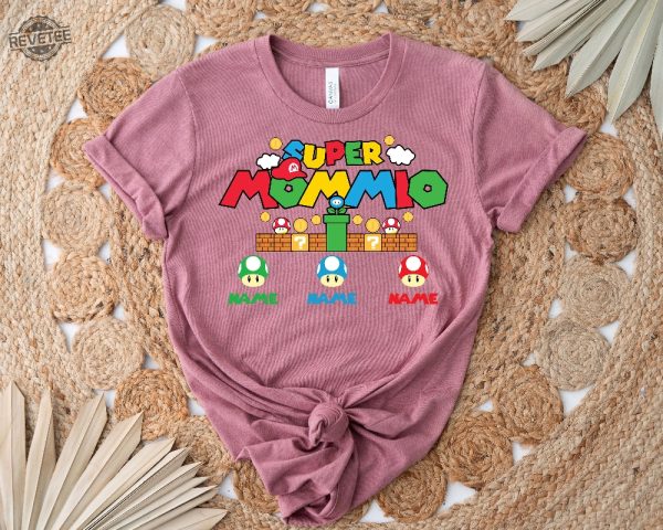 Personalized Super Mommio Shirt Mothers Day Gift Tshirt Gamer Mom Shirt Custom Kids Name Mom Shirt Unique revetee 5