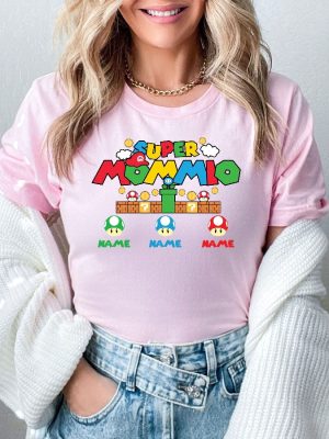 Personalized Super Mommio Shirt Mothers Day Gift Tshirt Gamer Mom Shirt Custom Kids Name Mom Shirt Unique revetee 6