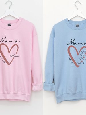 Mama Personalized Sweatshirt With Kids Names Custom Names Mom Sweatshirt Custom Mom Sweater Unique revetee 5