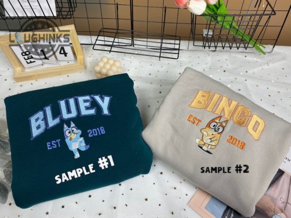 bluey bingo sweatshirt tshirt hoodie embroidered bluey bandit bingo chilli tees vintage custom year est group couple matching shirts laughinks 1