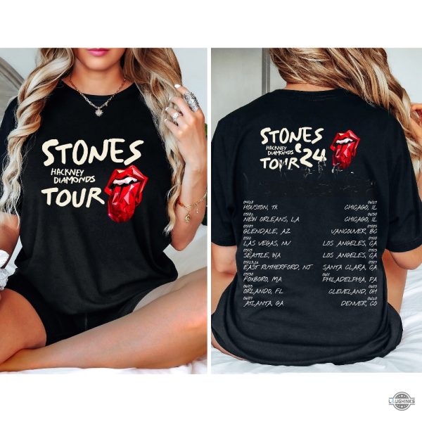 rolling stones t shirt sweatshirt hoodie mens womens hackney diamonds tour 2024 2 sided tshirt rock band concert tee the rolling stones merch laughinks 1 2