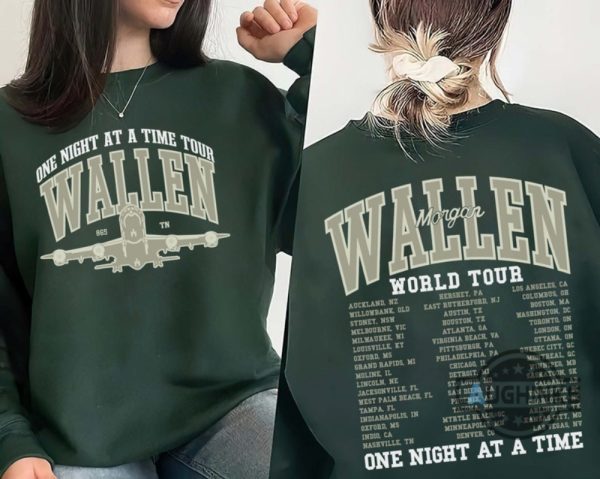 morgan wallen shirt one night at a time tour tshirt sweatshirt hoodie morgan wallen world tour concert 2 sided green t shirts laughinks 2 2