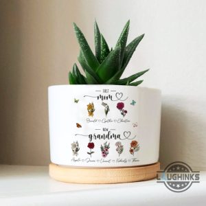 custom grandmas garden plant pot personalized mothers day planter gift for mom mum mama mimi nana first mom birth flower small plant pots with tray laughinks 2