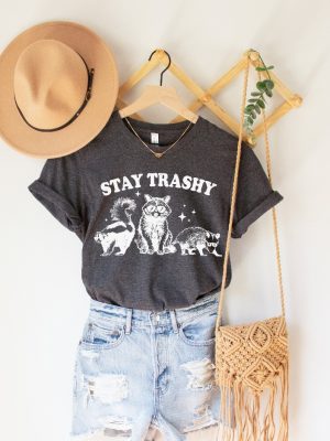 Stay Trashy Shirt Retro Funny Graphic Tees Raccoon Shirt Local Street Cat Gift For Mom Shirt Womens Shirt Retro Racoon Shirt Unique revetee 3