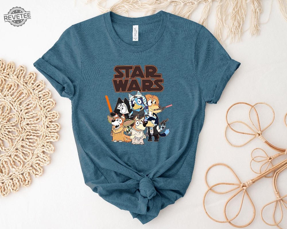 Star Wars T Shirt Bluey Shirt Disney Shirt Bluey Characters Bingo Shirt Chilli Shirt Star Wars Fan Gift Disney Dog Shirt Unique revetee 1
