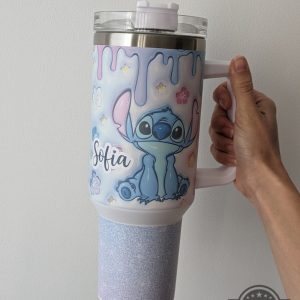 stitch stanley cup with handle 40 oz dupe lilo and stitch disney cartoon travel tumbler 40oz blue stitch custom names on cups laughinks 1