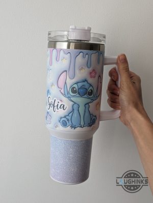 stitch stanley cup with handle 40 oz dupe lilo and stitch disney cartoon travel tumbler 40oz blue stitch custom names on cups laughinks 1