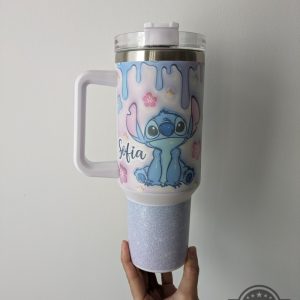 stitch stanley cup with handle 40 oz dupe lilo and stitch disney cartoon travel tumbler 40oz blue stitch custom names on cups laughinks 2