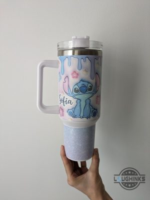 stitch stanley cup with handle 40 oz dupe lilo and stitch disney cartoon travel tumbler 40oz blue stitch custom names on cups laughinks 2