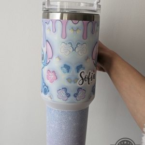 stitch stanley cup with handle 40 oz dupe lilo and stitch disney cartoon travel tumbler 40oz blue stitch custom names on cups laughinks 3