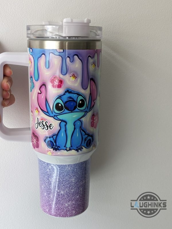 stitch stanley cup with handle 40 oz dupe lilo and stitch disney cartoon travel tumbler 40oz blue stitch custom names on cups laughinks 4