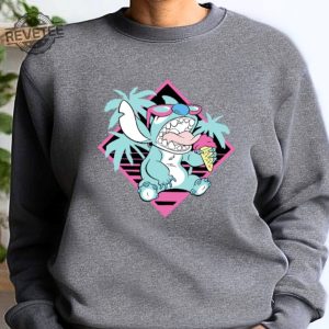 Lilo And Stitch Ice Cream Sweatshirt Ohana Means Family Sweatshirt Stitch Sweatshirt Unique revetee 2